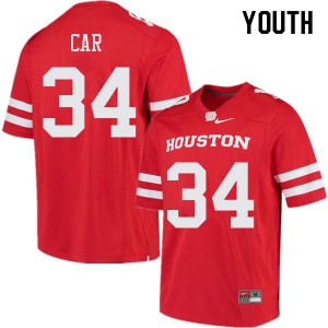 Youth University of Houston #34 Mulbah Car Red Embroidery Jersey 338943-969
