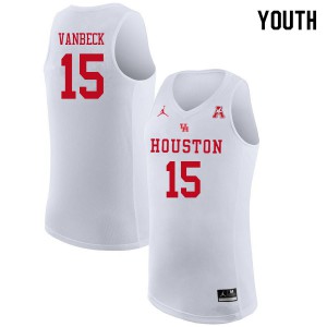 Youth UH Cougars #15 Neil VanBeck White Jordan Brand Embroidery Jersey 791746-749