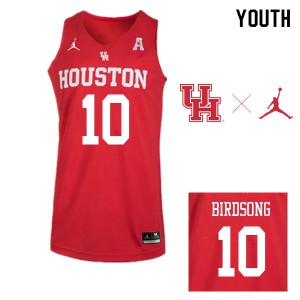 Youth Houston Cougars #10 Otis Birdsong Red Jordan Brand Stitch Jerseys 636052-327