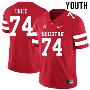 Youth Cougars #74 Reuben Unije Red Football Jersey 216497-488