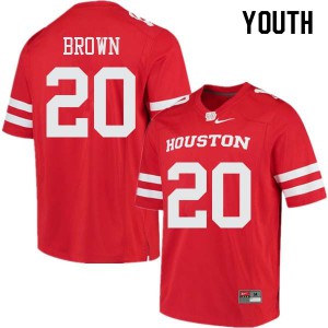 Youth Cougars #20 Roman Brown Red High School Jerseys 918070-459
