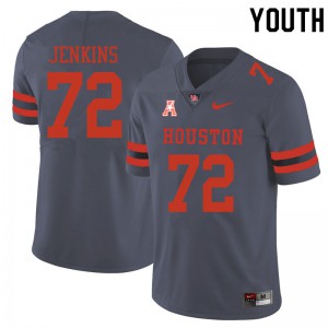 Youth Houston Cougars #72 Tank Jenkins Gray Stitch Jerseys 587532-270