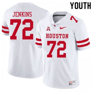 Youth UH Cougars #72 Tank Jenkins White Official Jersey 165035-714